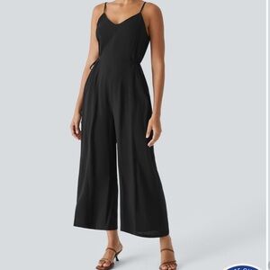 NWT! HALARA BACKLESS ADJUSTABLE STRAP TIE SIDE CASUAL JUMPSUIT